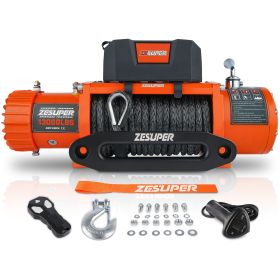 ZESUPER 13000 lb Load Capacity Electric Winch 12V Waterproof IP67 Winch Truck Winch Kit Synthetic Rope, Waterproof Off Road Winch for Jeep,Truck