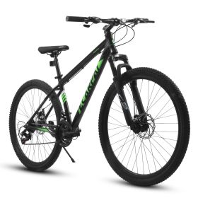 A27366 27 Inch Mountain Bike 21 Speed, Suspension Fork, Aluminum Frame Disc Brake, Mountain Biking For Both Men And Women. (Color: BLACK)